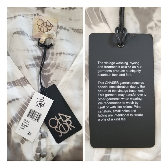 Chaser Blouson Sleeve Tie Front & Button Peplum - Picture 8 of 10